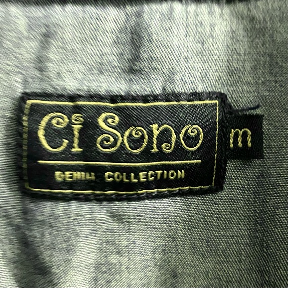 CI SONO Belted Long Sleeve Denim Jean Dress - Picture 4 of 5